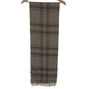 Kuna 100% Baby Alpaca Gray Tan Plaid Reversible Rectangular Scarf 12x66 - Soft